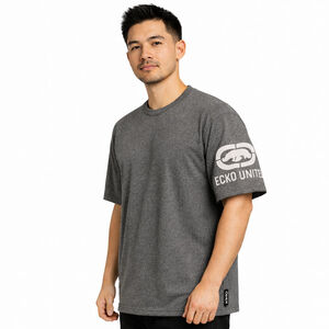 Ecko Unltd Gray Graphic Sleeve T-Shirt Mens M Streetwear Logo Tee Hip Hop Y2K